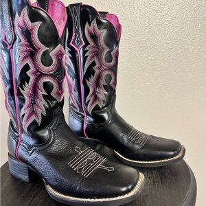Ariat Black and Pink Heeled Boots